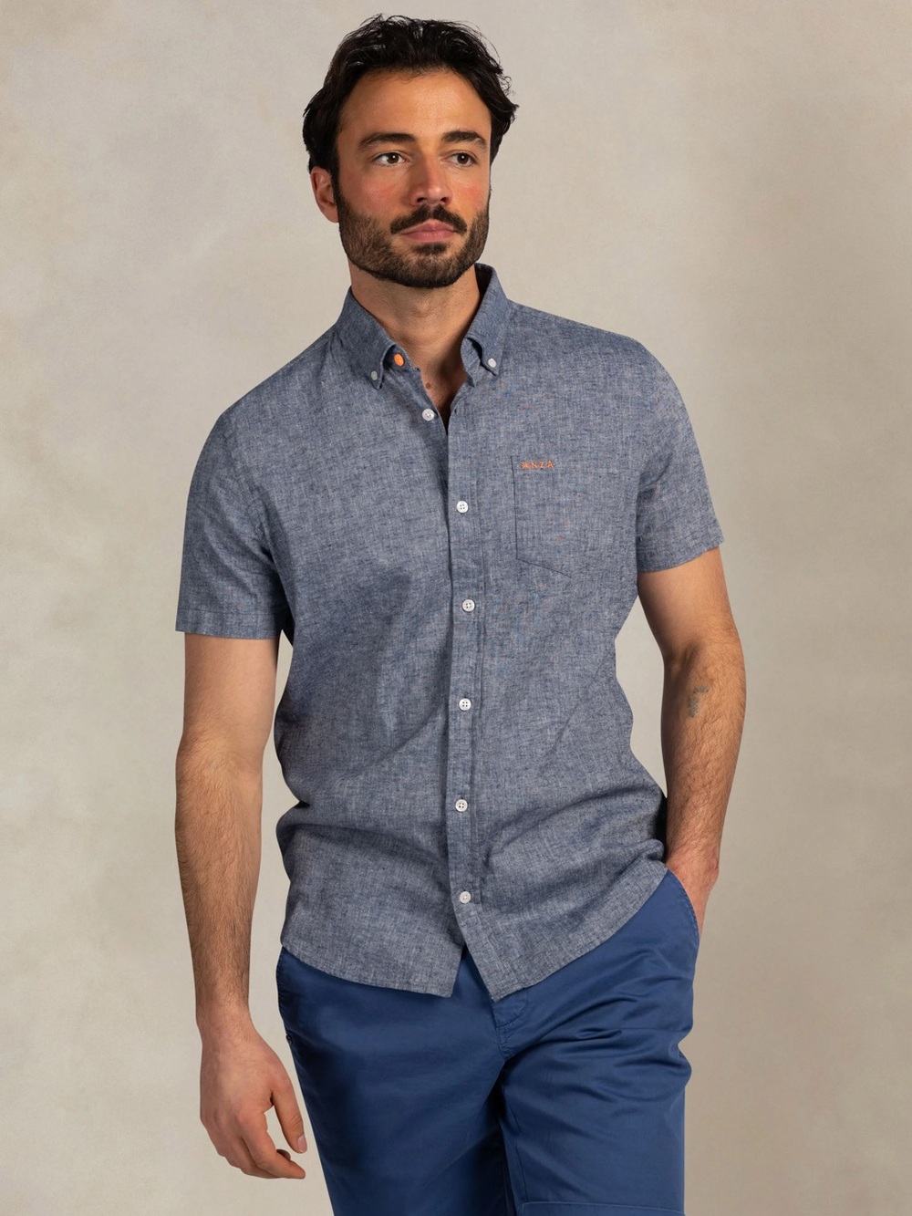 SuperDry Classic Oxford shortsleeved button down shirt French Blue NWT M/L